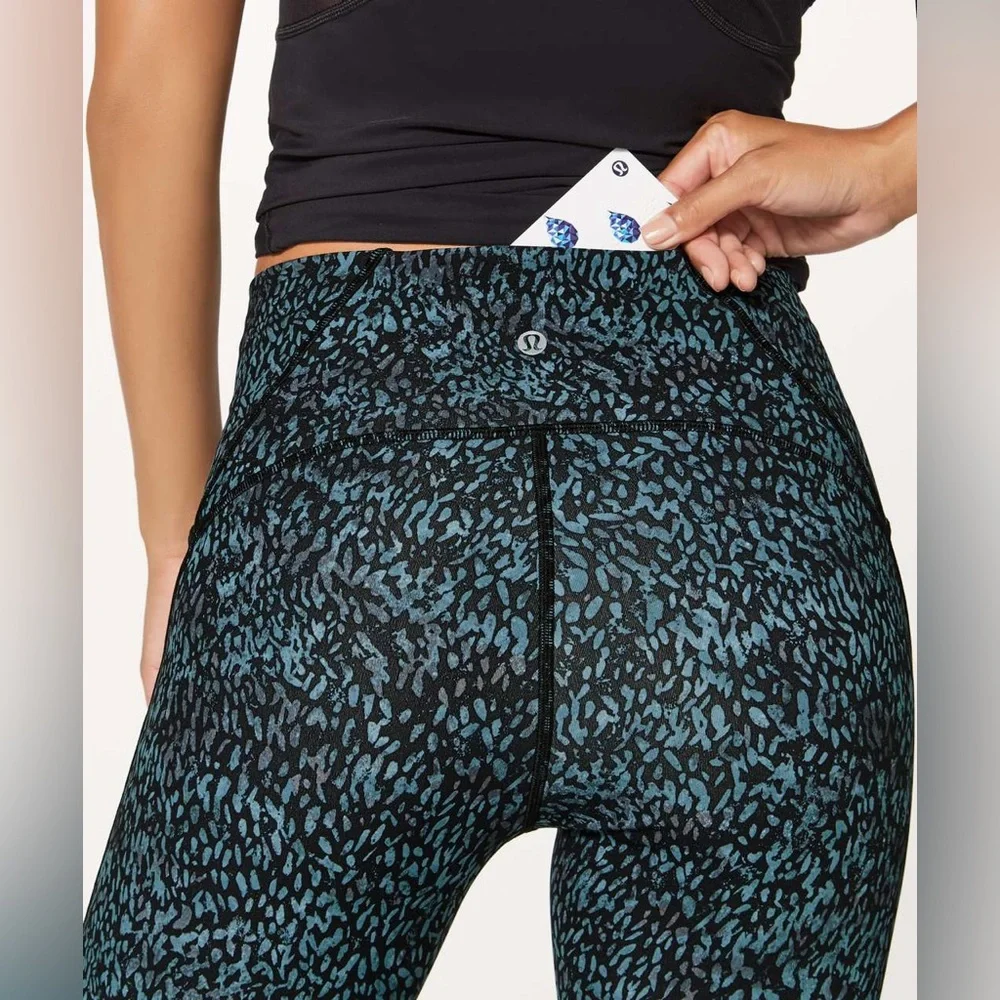 lululemon athletica Teal & Black Patterned High-Rise Leggings